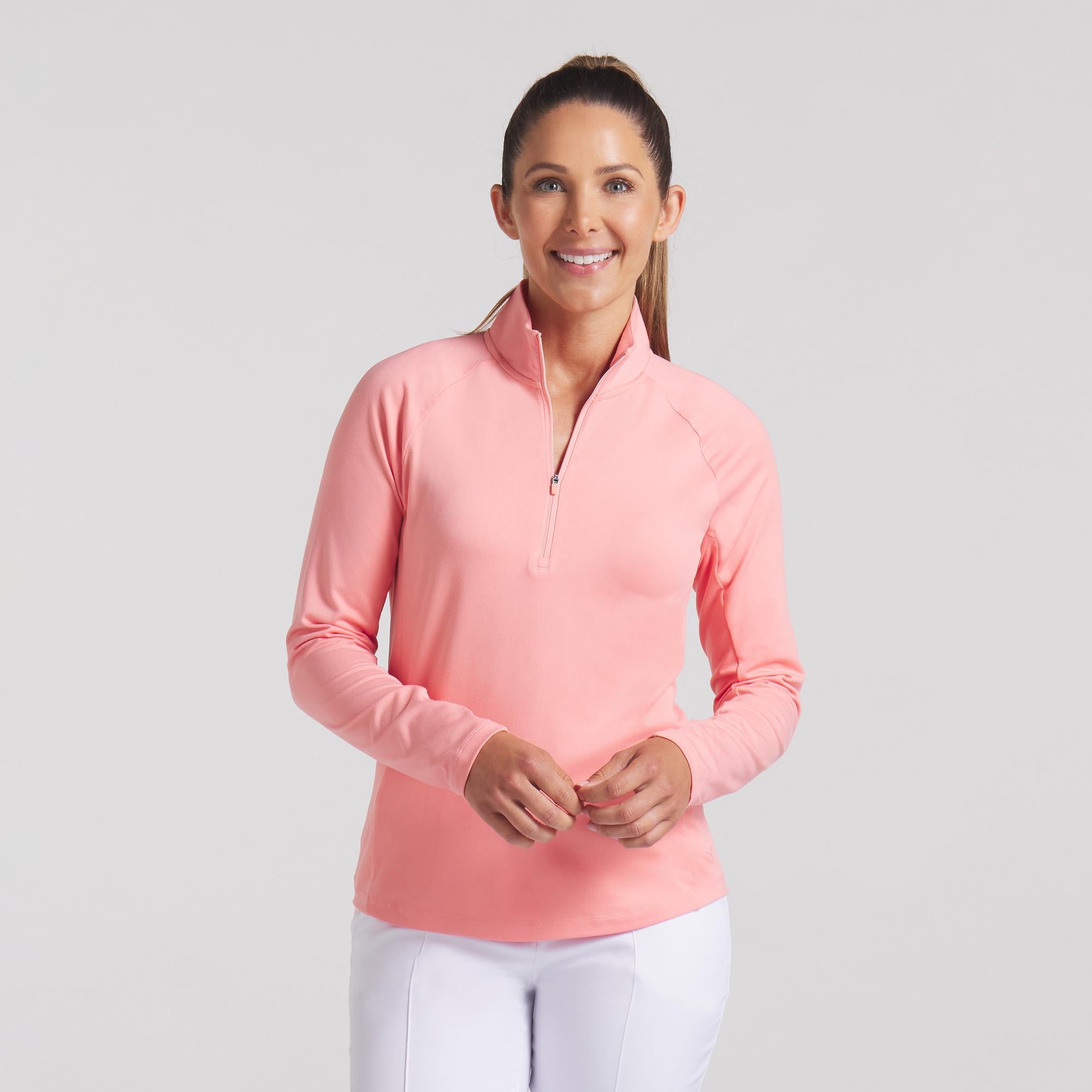 Puma Pure 2.0 1/4 Zip Ladies Golf Mid Layer Pink Fruit